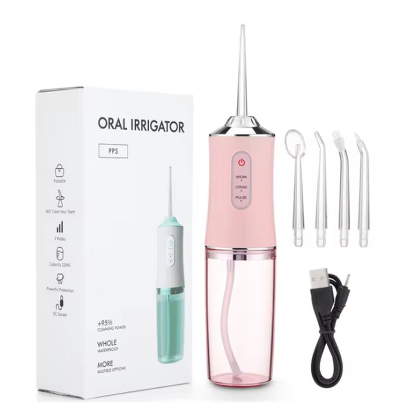New Oral Irrigator USB Rechargeable Water Flosser Portable Dental Water Jet 6 Tip 240ML Water Tank IPX6 Waterproof Teeth Cleaner